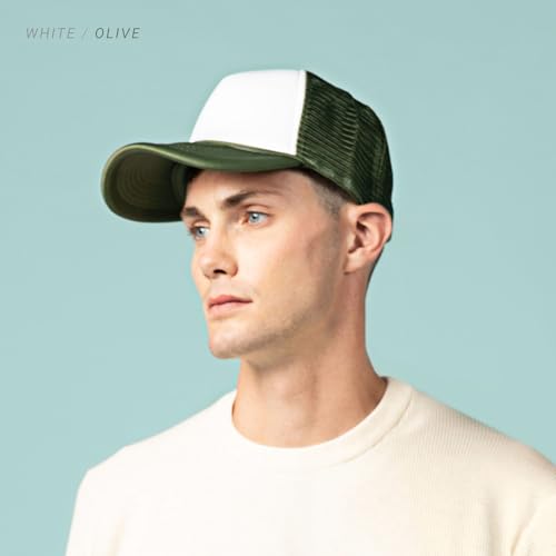 CHOK.LIDS Blank Foam Trucker Hat, Retro Mesh Rope Snapback Cap, Men Women - color: Curved Brim (White/Light Grey)