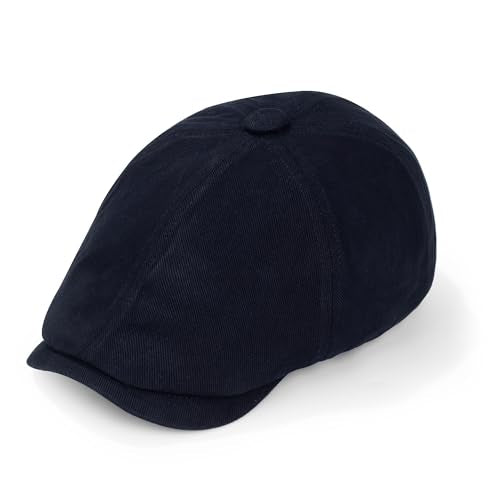 Men's Cotton Newsboy Flat Cap Adjustable Snapback Soft Fitted Hat Golf Cabbie Painter Gatsby Ivy Hat - color: Black, size: Large
