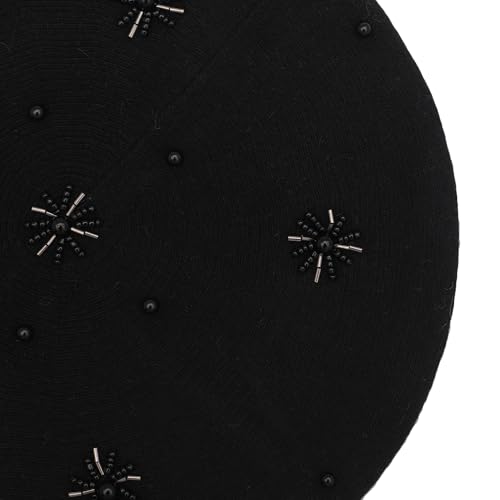 ZLYC Women French Beret Hat Reversible Knit Thickened Warm Artist Cap - color: Plain Black