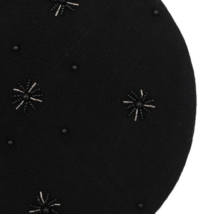 ZLYC Women French Beret Hat Reversible Knit Thickened Warm Artist Cap - color: Plain Black