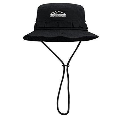 Clakllie Sun Hats for Women Men UV Protection Boonie Hats Summer Safari Jungle Hat Fishing Beach Hats UPF 50+ Camping Hats - color: S-dfh03-black