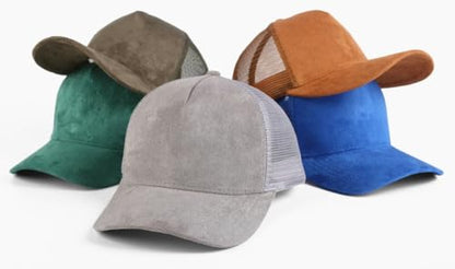 Suede Mesh Back Baseball Caps for Men Women Trendy Trucker Hats Dad Hat Sports Hat Breathable Snapback Hats 2025 - color: Navy