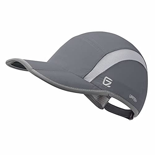GADIEMKENSD Reflective Folding Outdoor Hat Unstructured Design UPF 50+ Sun Protection Sport Hats for Womens and Mens - color: Dark Grey, size: 6 7/8-7 1/2