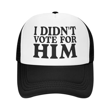 Funny Trucker Hats for Women Country Women's Trucker Hats Breathable Mesh Summer Caps Adjustable Pink Hats - color: I Didn't Vote for Him-black