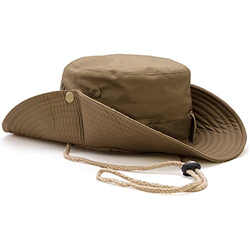 Sun Hats for Men Women, Fishing Hat UV Protection Wide Brim Bucket Hats Foldable Boonie Hat for Hiking Camping Safari - color: Khaki