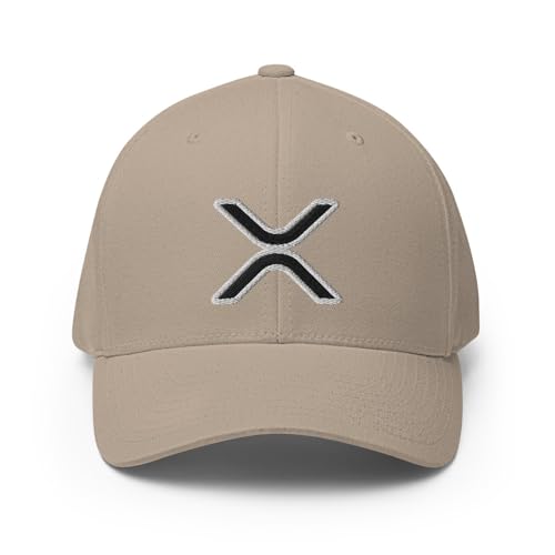 FX XRP Fitted Hat Embroidered Curved Bill Mid Crown Closed-Back Structured Twill Cap - color: Khaki, size: Small-Medium