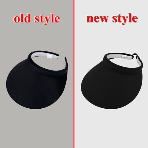 2 Pack Sun Visors Women Wide Brim Clip on Summer Hats Adjustable UV Protection - color: Khaki,black