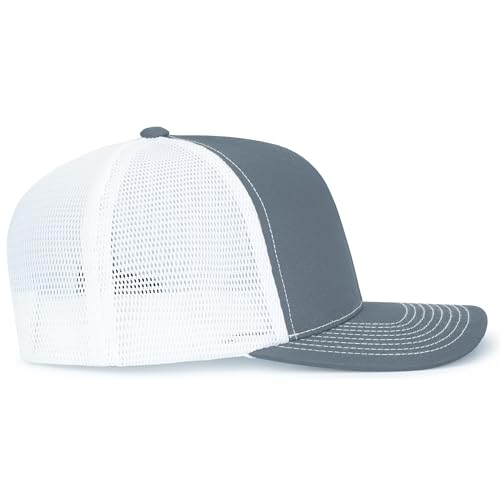 Pacific Headwear Contrast Stitch Trucker Pacflex Snapback Cap - color: Graphite/White/Graphite