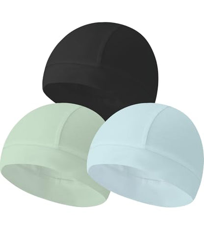 Cotton Skull Caps for Men Women Beanie Chemo Headwear Sleep Hat - color: Set E-black,grey Green,light Blue