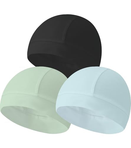 Cotton Skull Caps for Men Women Beanie Chemo Headwear Sleep Hat - color: Set E-black,grey Green,light Blue