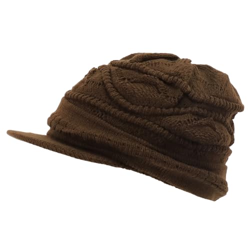 Armycrew Rasta Jamaica Style Thick Acrylic Knit Cuff Beanie Visor - color: Brown