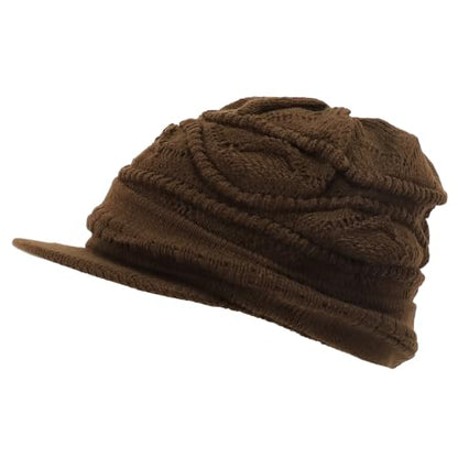 Armycrew Rasta Jamaica Style Thick Acrylic Knit Cuff Beanie Visor - color: Brown