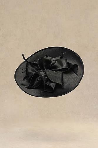 BABEYOND Derby Hats for Women Wide Brim Flower Feather Tea Party Fascinator - color: Black