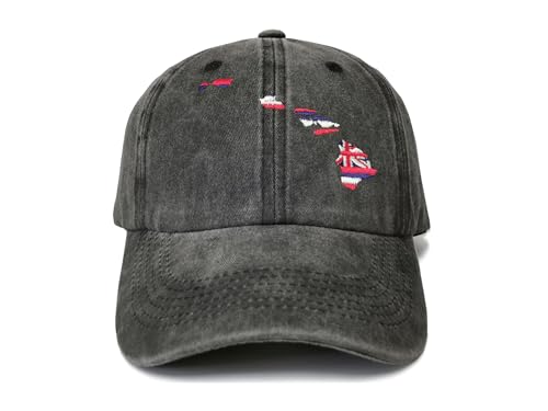 America State City Flag Hats - color: Hawaii Flag (Washed Black)
