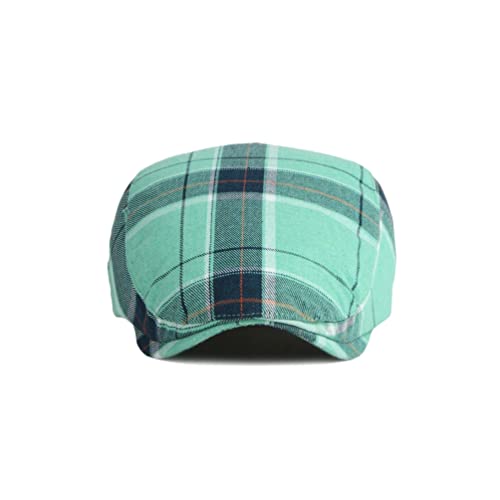 WITHMOONS Adjustable Colorful Plaid Flat Cap Newsboy Cabbie Gatsby Golf Beret Hat YZ30109 - color: Green