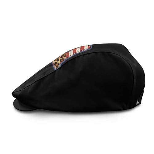 Mens Womens Newsboy Flat Cap Beret Hat Ivy Irish Gatsby Driving Cabbie Hat Lightweight Summer for Golf - color: American Flag 3d Leopard Stars