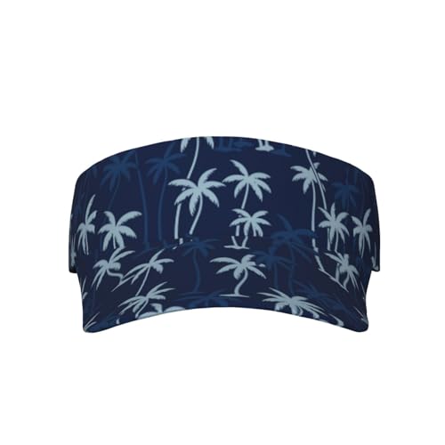 Sports Sun Visor Hats-Adjustable Visor Cap-for Women and Men-for Running, Tennis, Golf - color: Palm Tree Summer Tropical Navy Blue