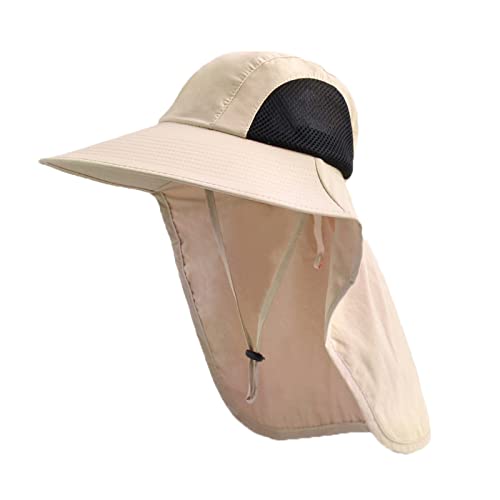 Sun Hat for Men Women with Neck Flap,UPF 50+ UV Protection Fishing Hat - color: 1pack-beige