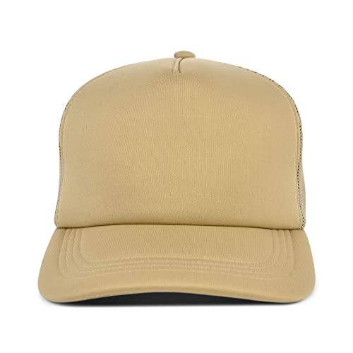 Lids Blank Basic Foam Trucker Adjustable Snapback Hat - color: Tan/Tan