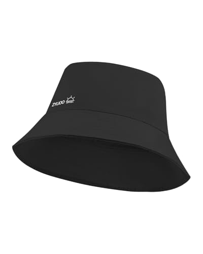 Zylioo XL 2XL Bucket Hat for Big Heads,Reversible Sun Hat Foldable - color: Black, size: Large-X-Large