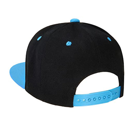 Classic Snapback Hat Cap Hip Hop Style Flat Bill Blank Solid Color Adjustable Size - color: 1pc Black/Turquoise