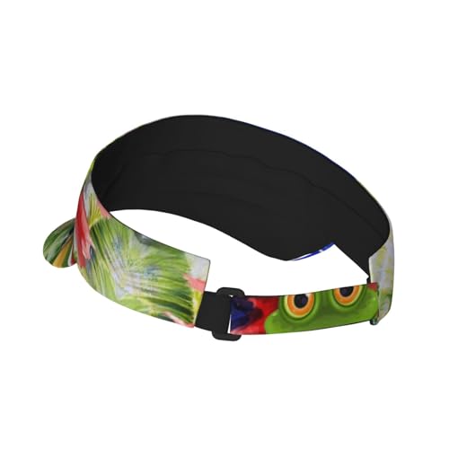 Puerto Rico Flag Sun Visors Hat Golf Tennis Visor for Women Men - Summer Wide Brim Ponytail Beach Hats Packable - color: Puerto Rico Tropical Frog