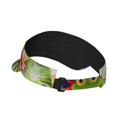 Puerto Rico Flag Sun Visors Hat Golf Tennis Visor for Women Men - Summer Wide Brim Ponytail Beach Hats Packable - color: Puerto Rico Tropical Frog