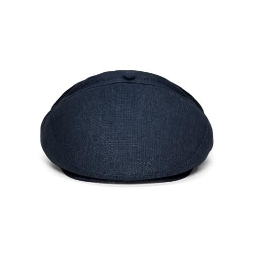 Sterkowski Swede Cap | 100% Linen Flat Cap For Men and Women | Super Airy 5 Panels Summer Cap without Lining - color: Navy Blue, size: 7 1/2