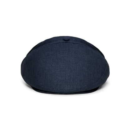 Sterkowski Swede Cap | 100% Linen Flat Cap For Men and Women | Super Airy 5 Panels Summer Cap without Lining - color: Navy Blue, size: 7 1/2