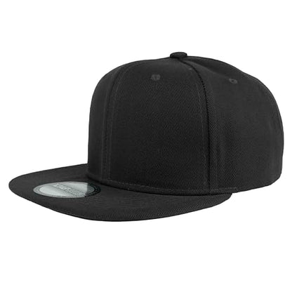 Gelante Snapback Hats for Men - Flat Bill Brim Baseball Cap Hat - Plain Blank Adjustable - color: Black