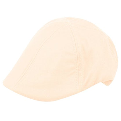 Men’s Flat Cap – 6 Panel Duckbill Ivy Hat, Lightweight Cotton Driving Cap with Elastic Band, Classic Newsboy Golf Hat - color: Cream
