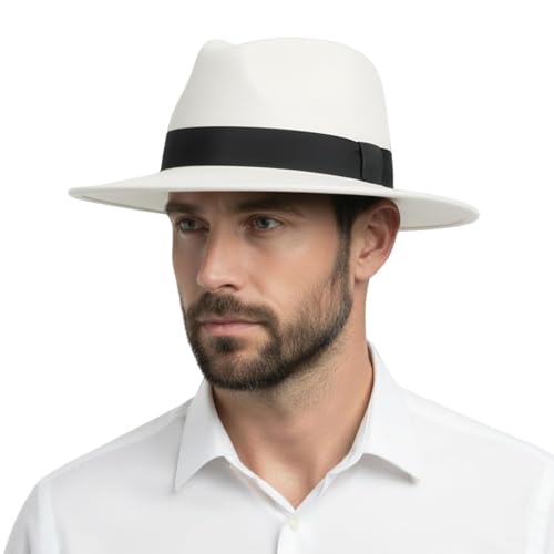 Felt Fedora Hat for Men Women, Vintage 1920s Gangster Style, Dress Hat - color: White