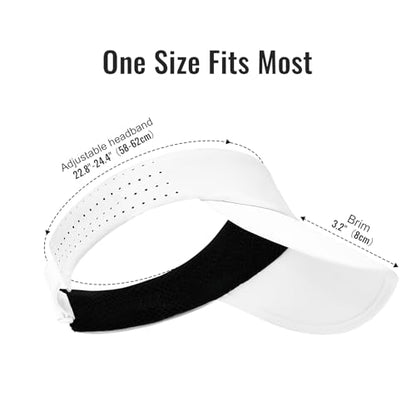 Women's Sun Visor Hat - Foldable Golf Hats Adjustable Quick Dry Running Tennis Cap, UV Protection Beach Hat for Women - color: Solid White
