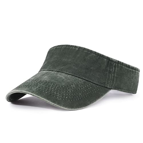 HH HOFNEN Sports Sun Visor Hats Cotton Adjustable Golf Caps for Men Women - color: #1c Army Green