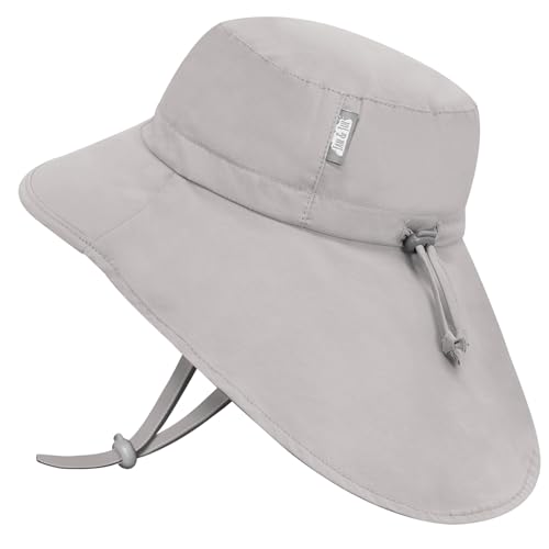 JAN & JUL Girls' Grow-with-Me Cotton Xplorer Sun Hat with Large Brim - color: Ash Grey, size: 0-6 Months