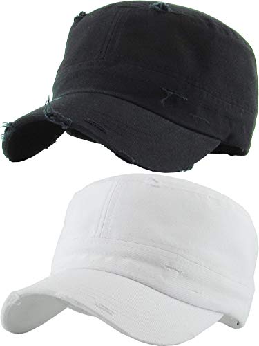 Funky Junque Vintage Newsboy Cap, Women's Cadet Cabbie Hat - color: 2 Pack - Distressed Black & White