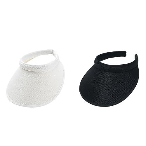 Cloth Covered Slip-On Visor for Women, Adjustable Cap Sports Sun Visors for Men - color: Black/White