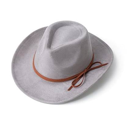 Suede Cowboy Hat for Women & Men Classic Western Hats - color: Light Grey