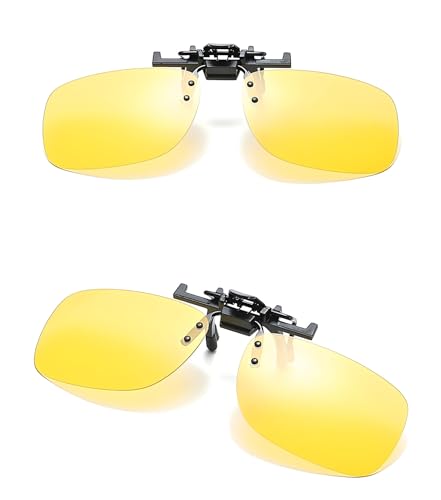 Clip on Flip up Polarized Lens For Prescription Glasses UV Protection Sunglasses (Clear lenses not Polarized) - color: Clearyelloworange