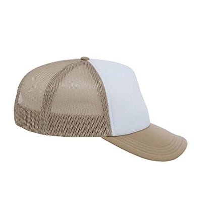 Lids Blank Basic Foam Trucker Adjustable Snapback Hat - color: White/Khaki
