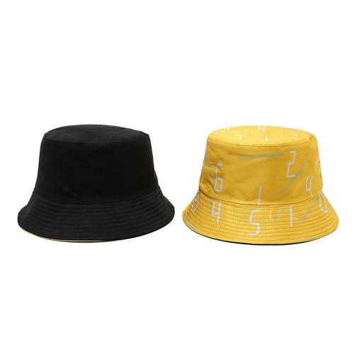Unisex Print Double-Side-Wear Reversible Bucket Hat - color: Numbers