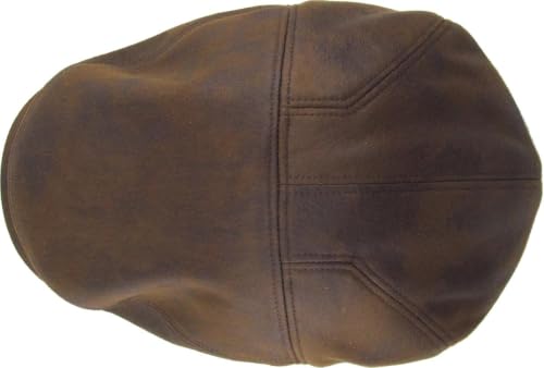 KBETHOS Leather Ascot Made in USA Ivy Collection Classic Newsboy Caps - color: (C) Faux Leather - Light Brown, size: Large-X-Large