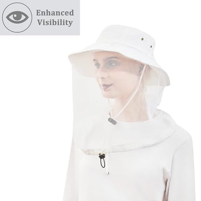 Palmyth Head Net Hat, Sun Hat Safari Hat - color: White