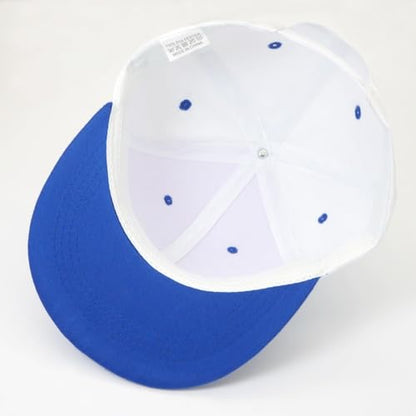 Snapback Hat Flat Bill Visor Hats Adjustable Hip Hop Baseball Cap for Women Men - color: White Blue