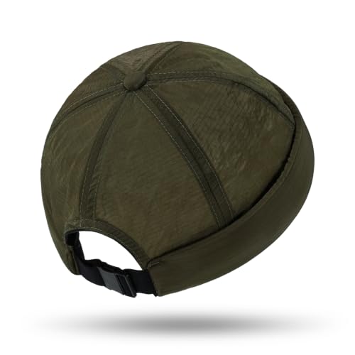 CLAPE Lightweight Breathable Brimless Cap Street Casual Versatile Summer Quick Dry Docker Cap No Brim Sailor Cap Leon Cap - color: Dcx2601-olivebrown