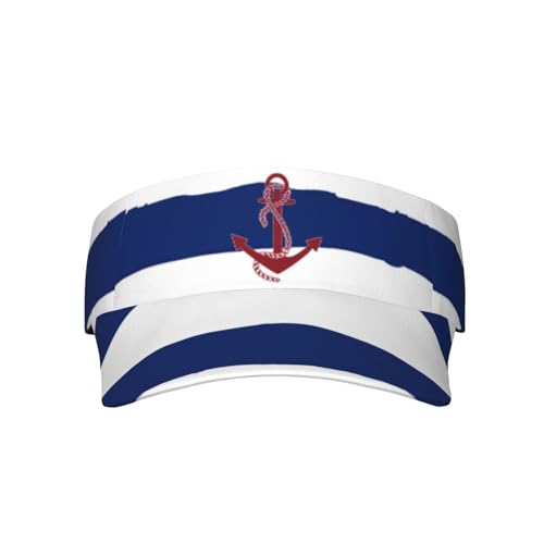 Nautical Anchor Visor Caps for Women Men Summer Sun Visor Hat with Sweatband for Running Outdoor Beach - color: Nautical Anchor-a1123