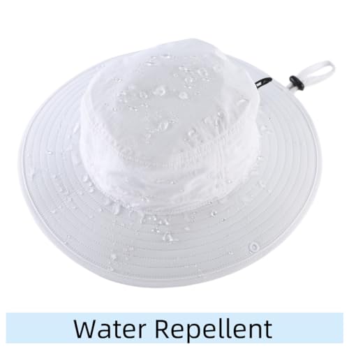 Connectyle Sun Hat for Men Women Outdoor UV Protection Safari Hat for Fishing Hiking Gardening Breathable Cowboy Hat UPF50 - color: White