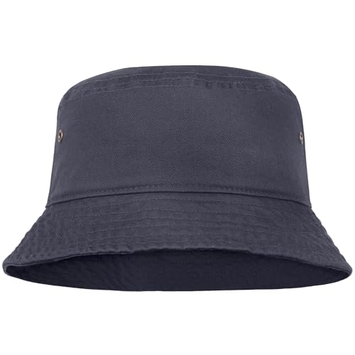 Falari Men Women Unisex Cotton Bucket Hat 100% Cotton Packable for Travel Fishing Hunting Summer Camp - color: Charcoal, size: Small-Medium