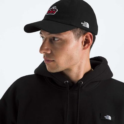The North Face Norm Baseball Hat | Shallow Fit Ball Cap with Embroidered Logo, Adjustable Strap Closure & Silver Buckle - color: Tnf Black/Base Camp Patch