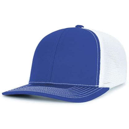 Pacific Headwear Contrast Stitch Trucker Pacflex Snapback Cap - color: Royal/White/Royal